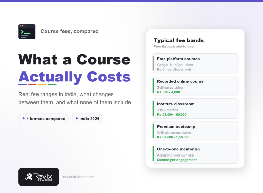 Digital marketing course fees in india compared by Revix Solutions