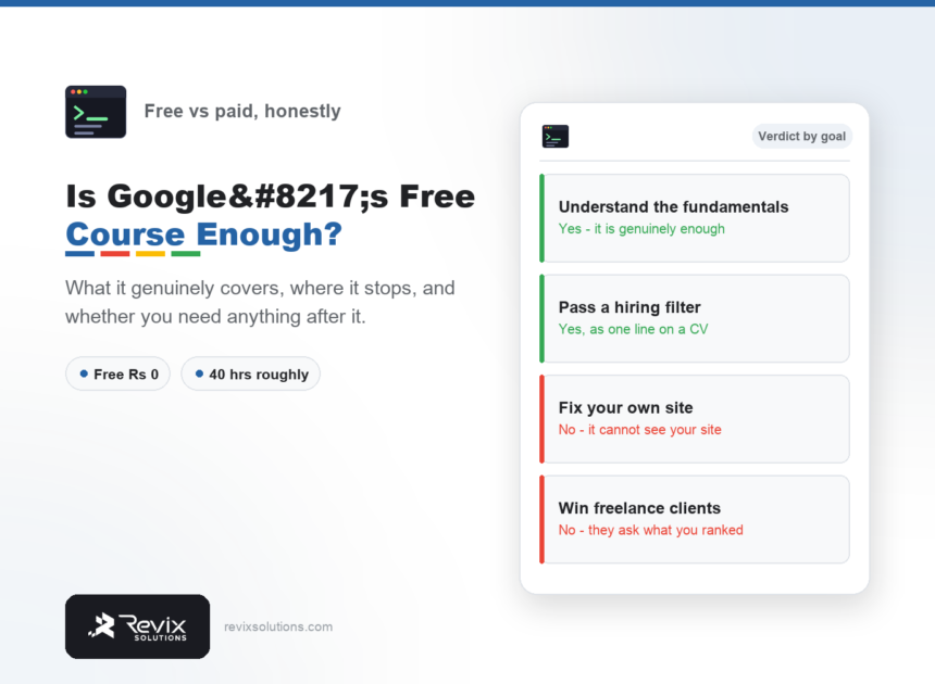 Google free digital marketing course reviewed by Revix Solutions