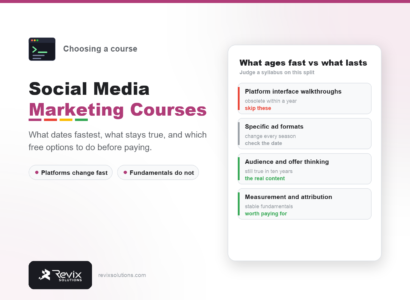 Social media marketing courses what to look for by Revix Solutions