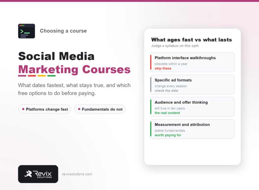 Social media marketing courses what to look for by Revix Solutions