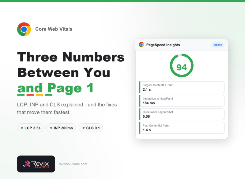 Core Web Vitals in 2026: How to Actually Pass Them - Core Web Vitals guide by Revix Solutions