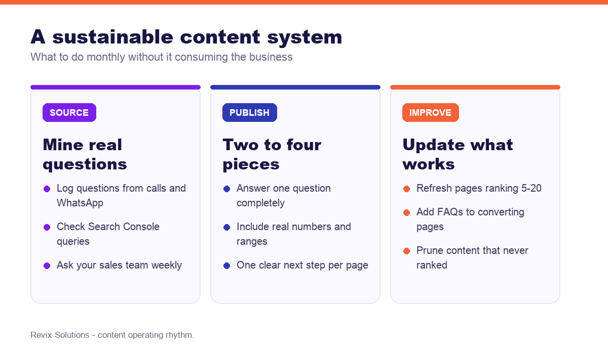Three-stage sustainable content marketing system