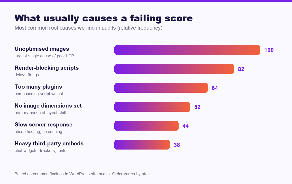 Chart of the most common causes of failing Core Web Vitals
