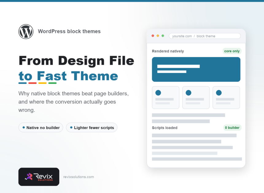 WordPress block themes guide banner by Revix Solutions