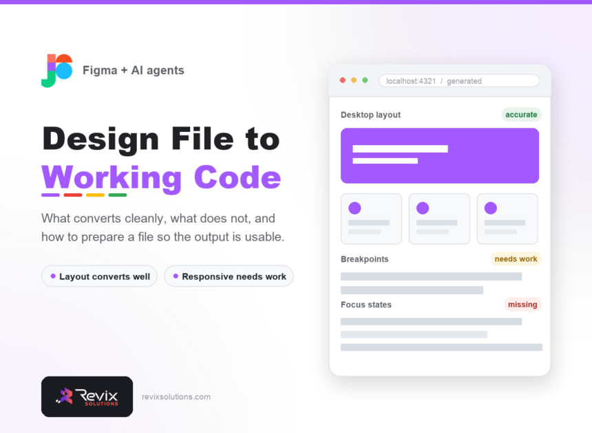 Figma to production code guide banner by Revix Solutions