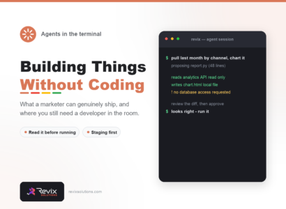 Terminal ai agents for non-developers guide banner by Revix Solutions