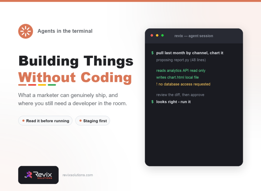Terminal ai agents for non-developers guide banner by Revix Solutions