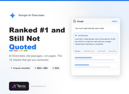 How to Rank in Google AI Overviews: A Practical 2026 Guide - Google AI Overviews guide by Revix Solutions