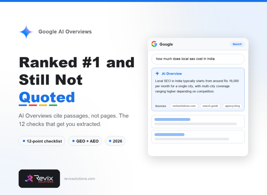 How to Rank in Google AI Overviews: A Practical 2026 Guide - Google AI Overviews guide by Revix Solutions