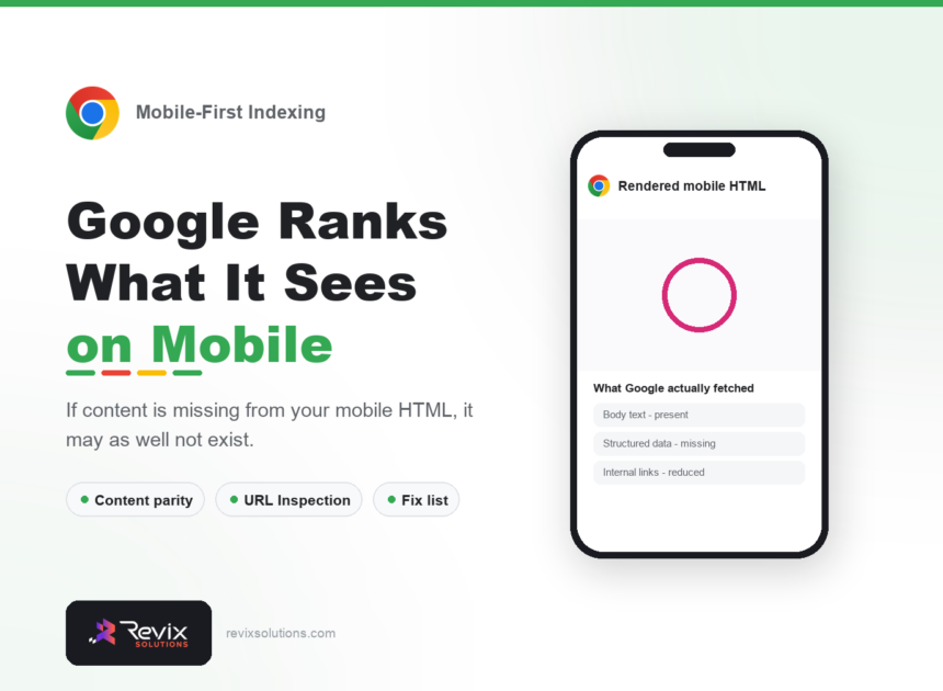 Mobile-First Indexing: What It Means and How to Avoid Losing Rankings - Mobile-First Indexing guide by Revix Solutions