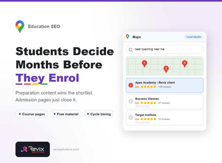SEO for Coaching Institutes in India: How to Fill Admissions - Education SEO guide by Revix Solutions