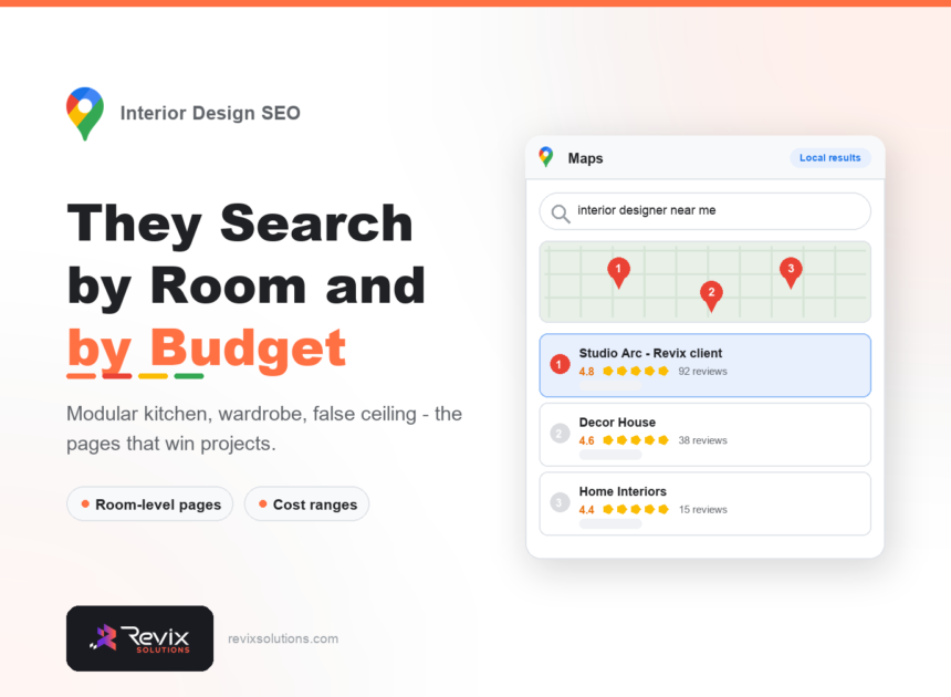 SEO for Interior Designers in India: How to Win Local Projects - Interior Design SEO guide by Revix Solutions